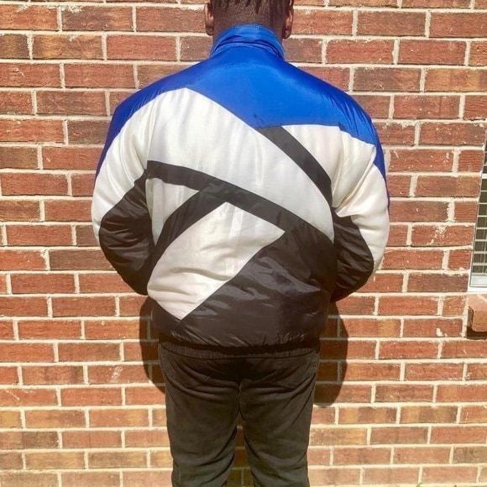 Vintage Reebok color block big logo puffer blue jacket coat‎ Oversized  90s - Picture 4 of 4